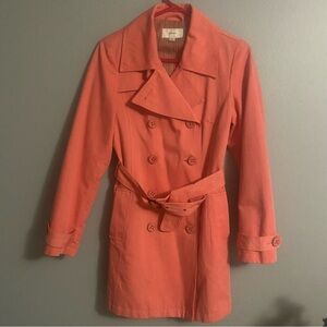 Merona Coral Belted Trench Coat Lined Small